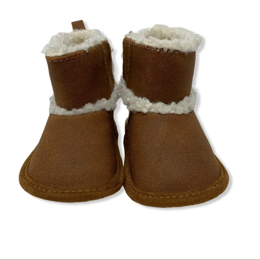 Faux suede shearling baby booties‎ 0-3 month